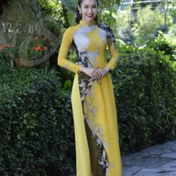 ÁO DÀI VOAL IN HOA VĂN