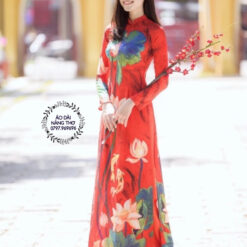 Áo dài họa tiết hoa sen