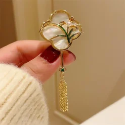 Ghim tag cài áo dài - Áo cách tân Khảm ngọc trai Cao cấp C124V