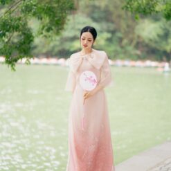 Áo dài Khánh Yên - Áo dài cách tân thêu kết đính nơ nổi & Quần áo dài trơn