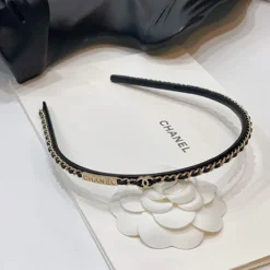 Băng Đô Chanel Headband Màu Đen Vàng